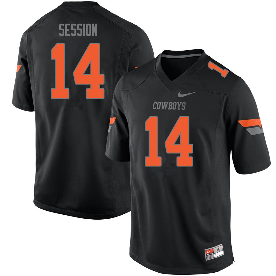 Men #14 Nick Session Oklahoma State Cowboys College Football Jerseys Sale-Black - Click Image to Close
